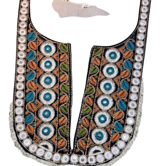 Unbranded Size XXL Indian Long Sleeve Lace Detail Embroidered Split V Neck Dress - Picture 4 of 5